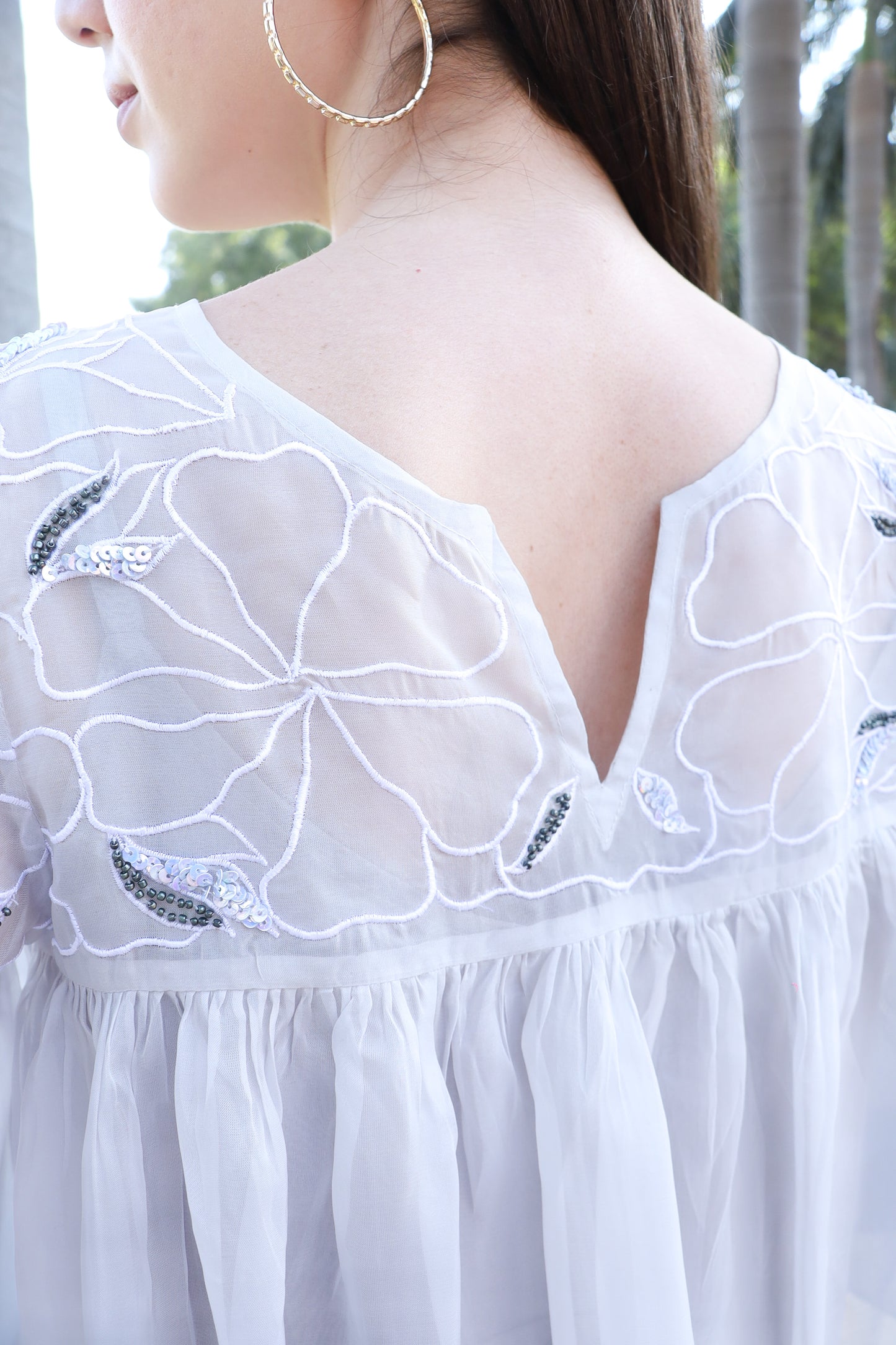 Ivory Whisper Embroidered Flowing Top